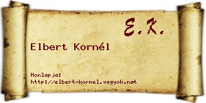 Elbert Kornél névjegykártya