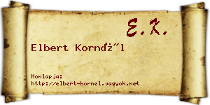 Elbert Kornél névjegykártya